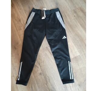 Adidas Ladies Football Fleece Lined Training Tapered Zip Ankle Pants M NEW